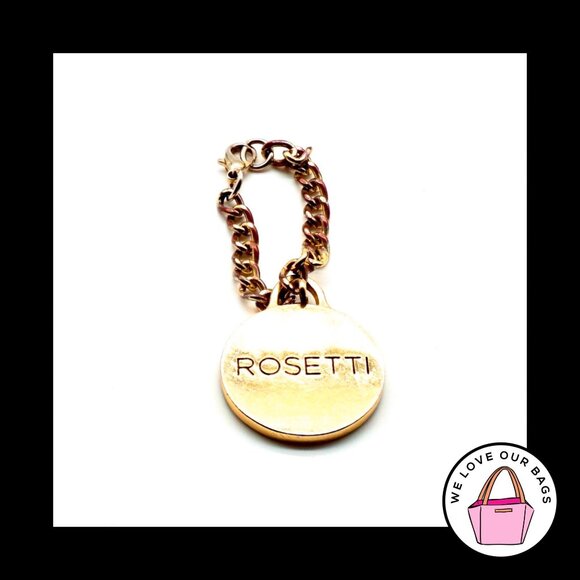 ROSETTI Black Enamel Round Gold Metal Disc Key Fob Bag Charm Keychain Hang Tag - Picture 2 of 2